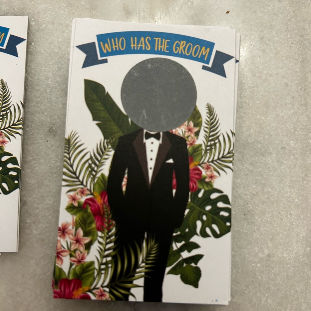 Tropical Themed 'Who Has the Groom' Scratch Off Game